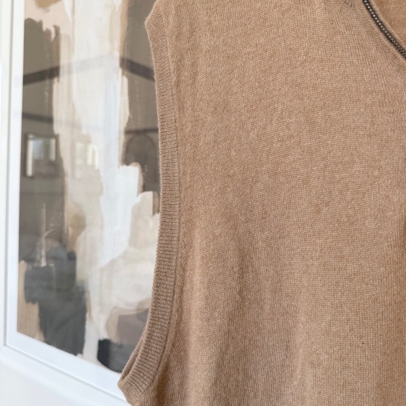 John W. Nordstrom Men's 1/4 Zip 100% Cashmere Sweater Vest Tan 2XL Luxury Soft - Picture 6 of 10